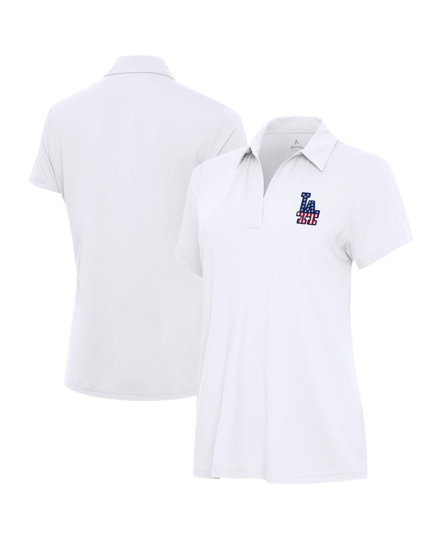 Women's White Los Angeles Dodgers Independence Day Patriotic Logo Era Polo