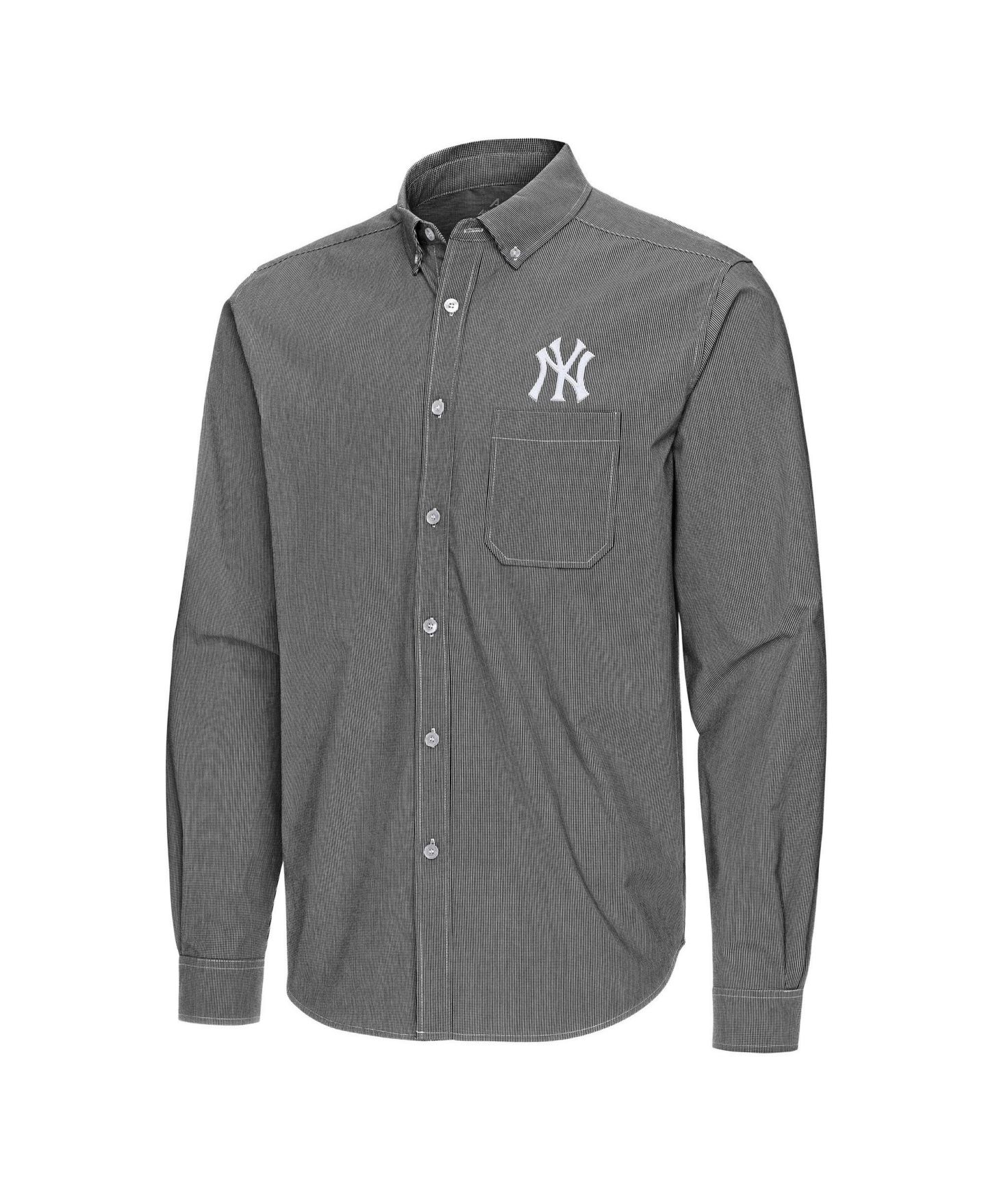 Мужская рубашка Antigua Black New York Yankees Porter Woven Long Sleeve Button-Down — фото 2