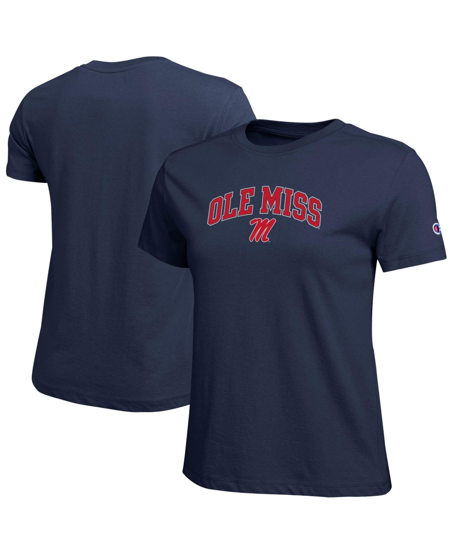 Women's Navy Ole Miss Rebels Arched Over Logo T-Shirt