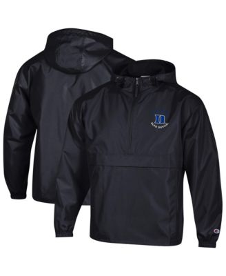 Men's Black Duke Blue Devils Packable Hooded Windbreaker Half-Zip Jacket