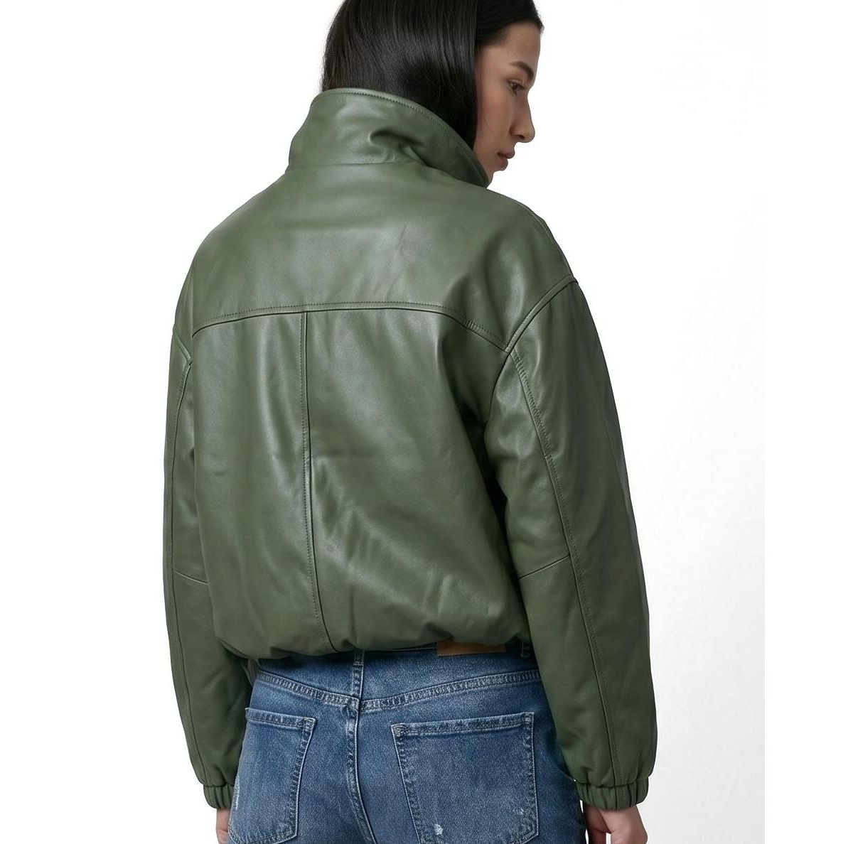 Furniq Uk Women's Arden Funnel Neck Leather Jacket