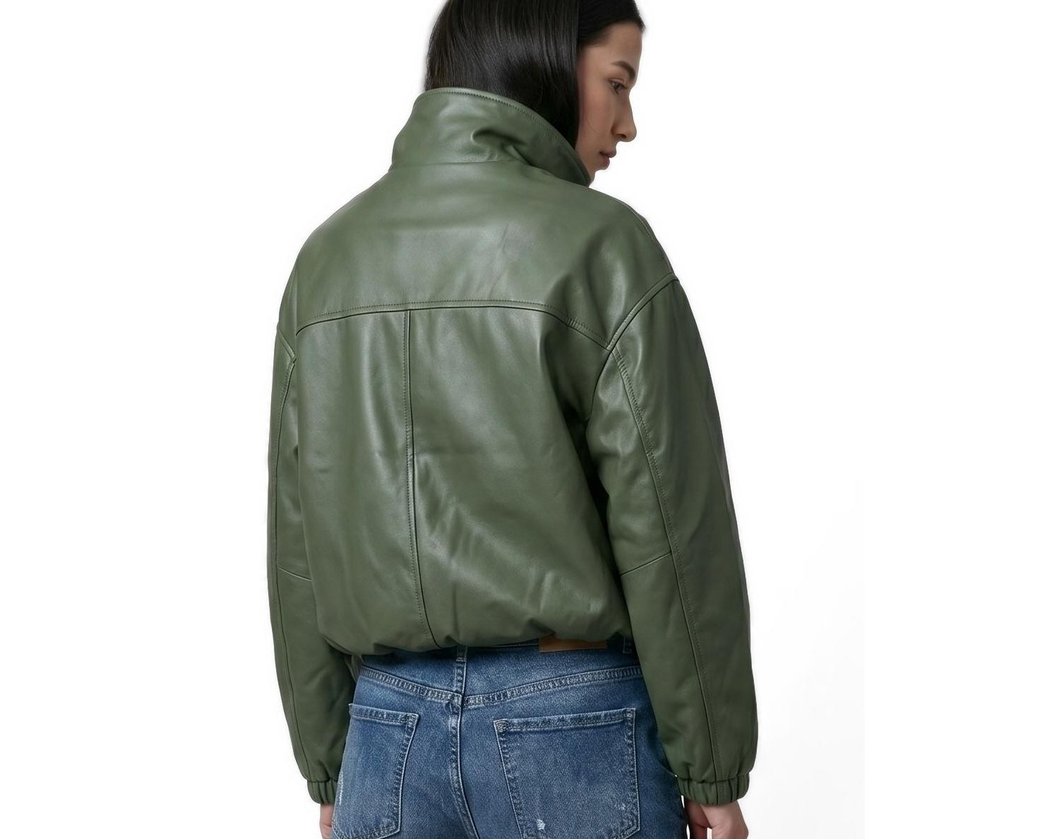 Women's Arden Funnel Neck Leather Jacket