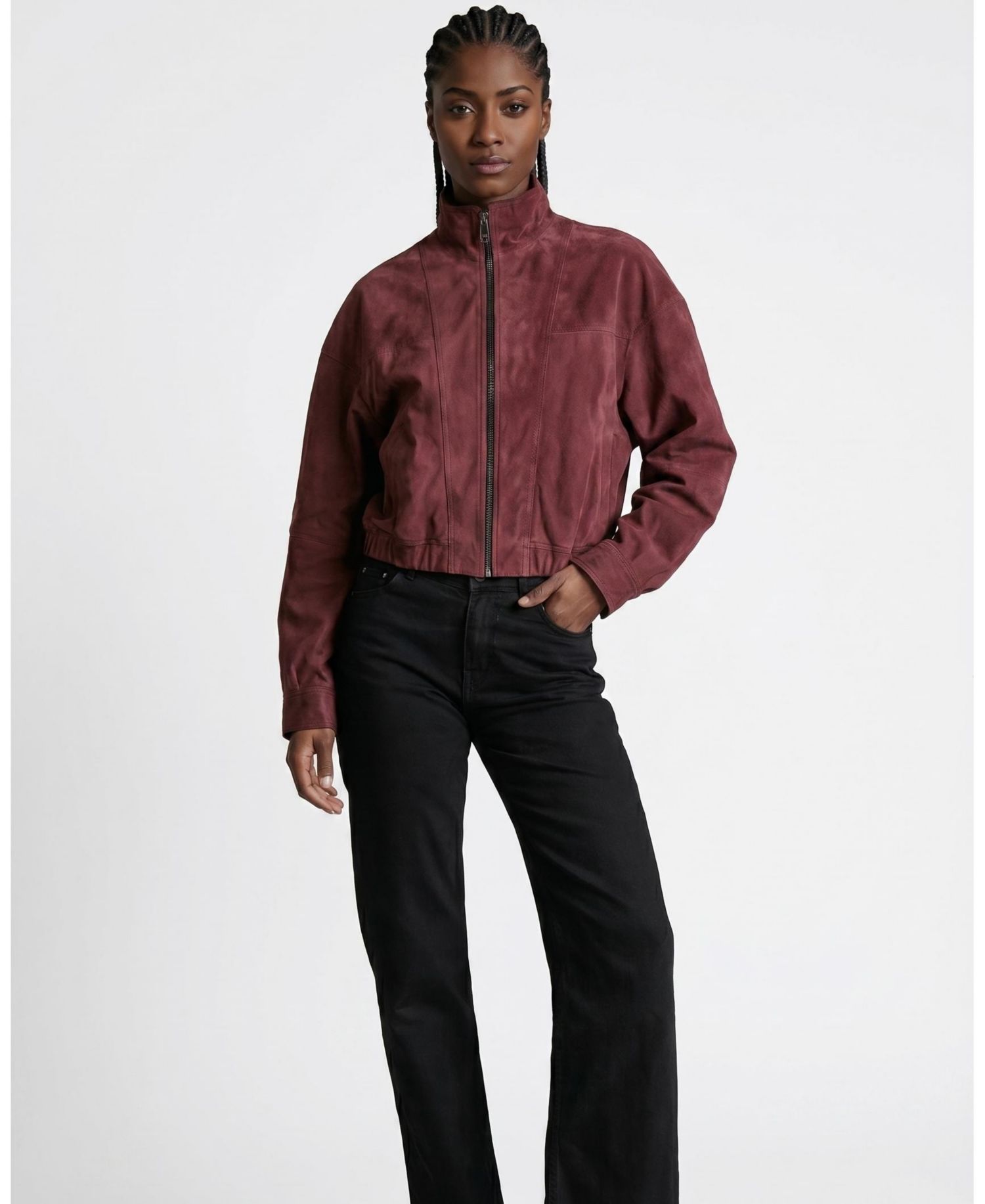 Women's Mila Burgundy Suede Jacket