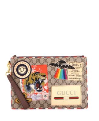 Courrier Pouch GG Coated Canvas with Applique