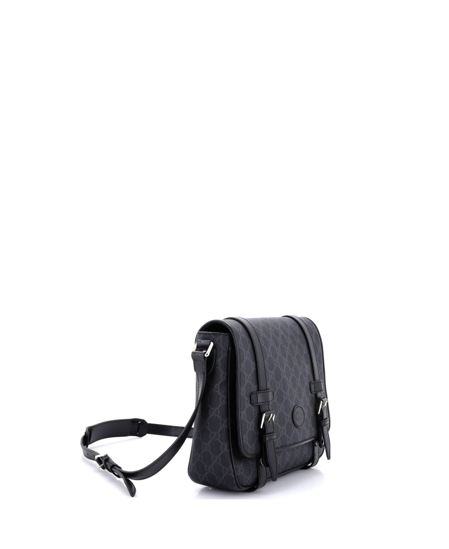 Medium Interlocking G Patch Messenger Bag GG Coated Canvas with Leather