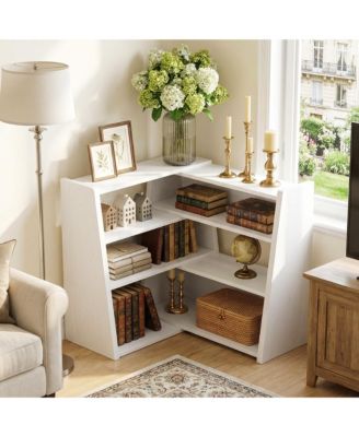 3-4 Tier Expandable Ladder Shelf, Corner Bookshelf for Small Spaces