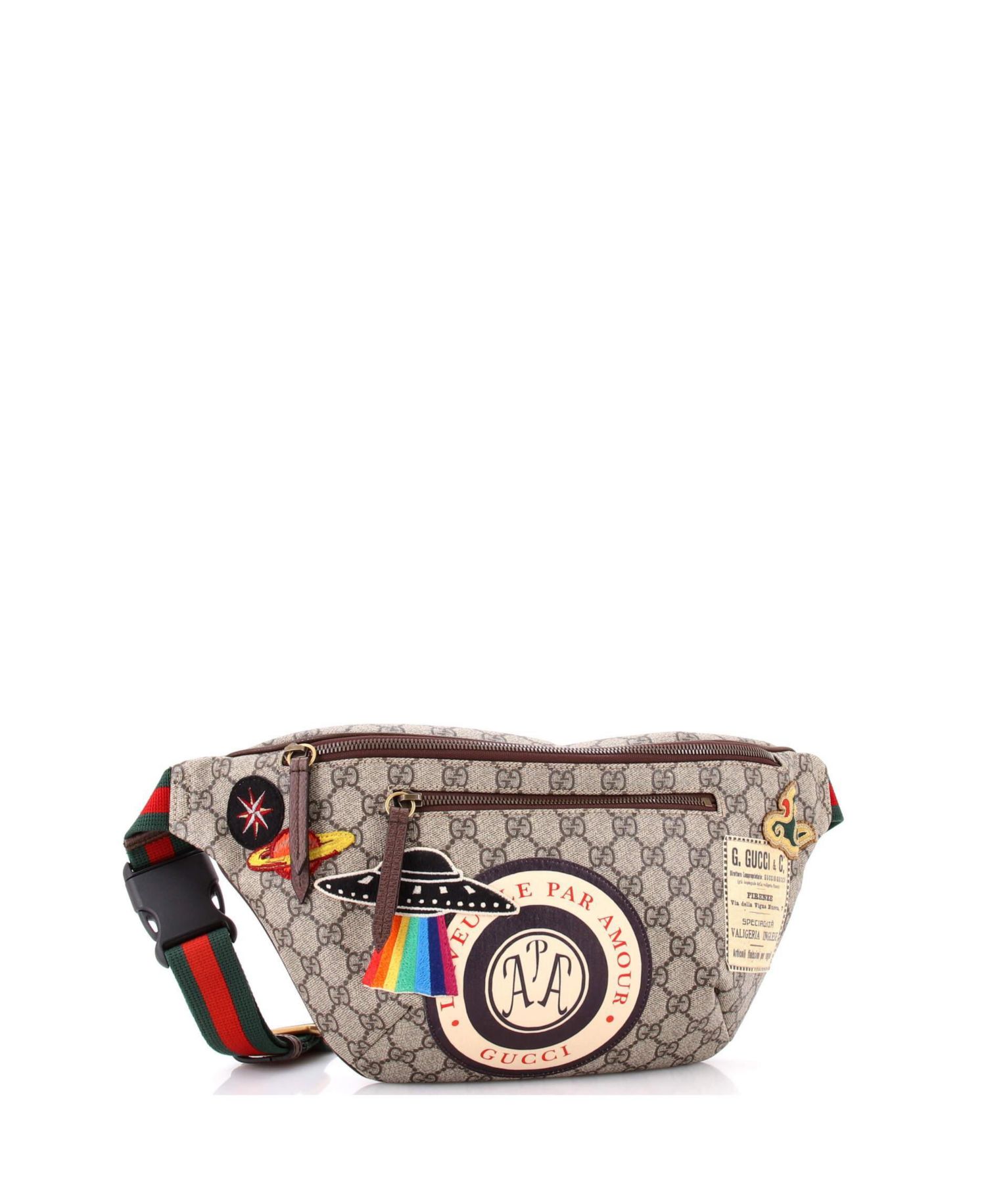 Courrier Zip Belt Bag GG Coated Canvas with Applique