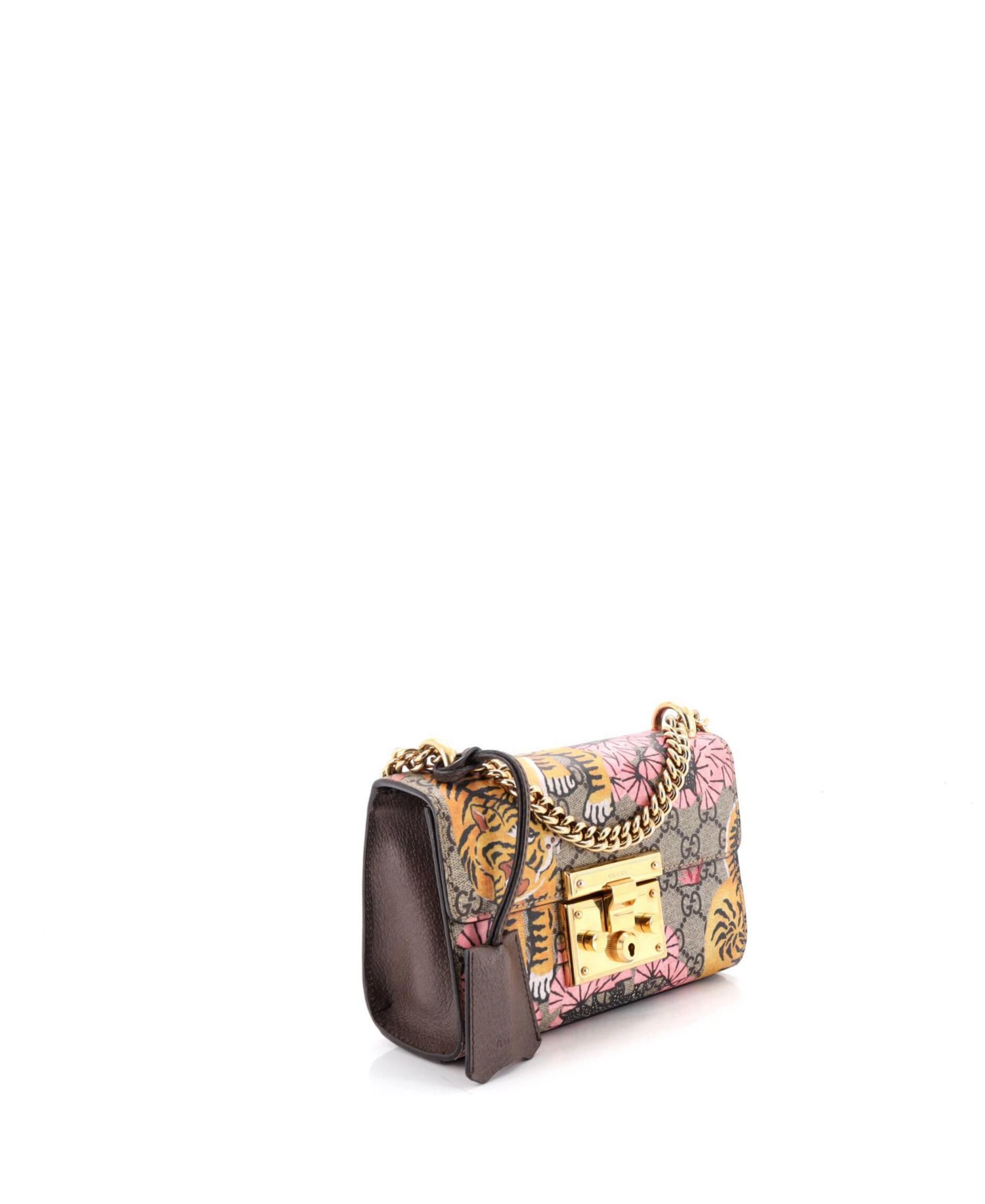 Small Padlock Shoulder Bag Bengal Print GG Coated Canvas