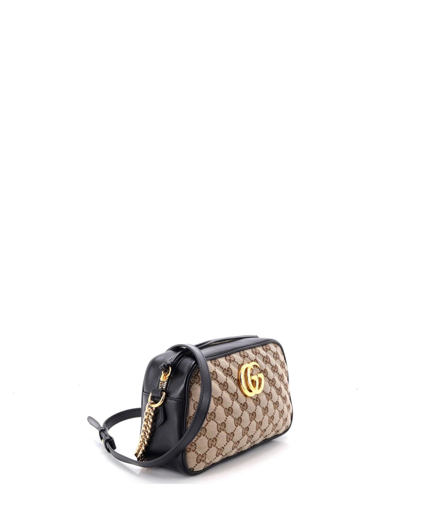 Small GG Marmont Shoulder Bag Diagonal Quilted GG Canvas with Leather