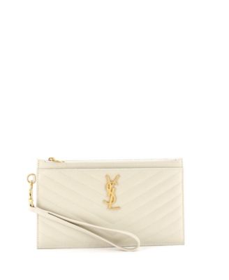 Small Classic Monogram Wristlet Pouch Matelasse Chevron Leather