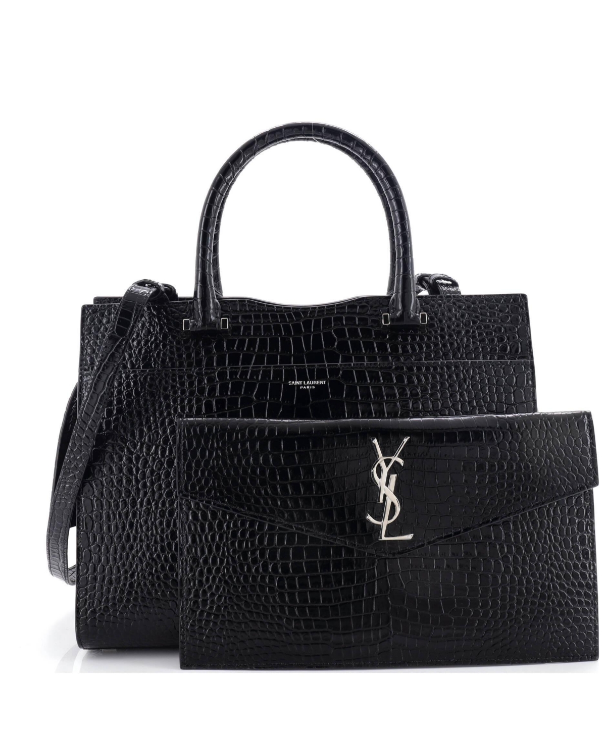 Pre-Owned Saint Laurent Medium Uptown Tote Embossed Leather