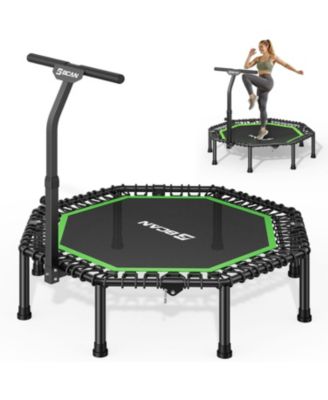 51" Octagonal Mini Trampoline for Adults, 450LBS Load Silent Bungee Rebounder with Large Jumping Area and T-Adjustable Handle for Home Gym