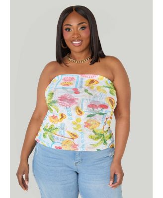 Women's Plus Size Summer Print Mesh Tube Top