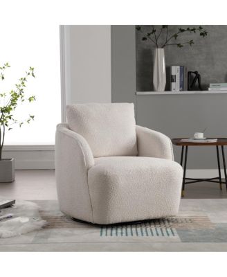 Boucle Upholstered 360degree(s) Swivel Barrel Accent Chair