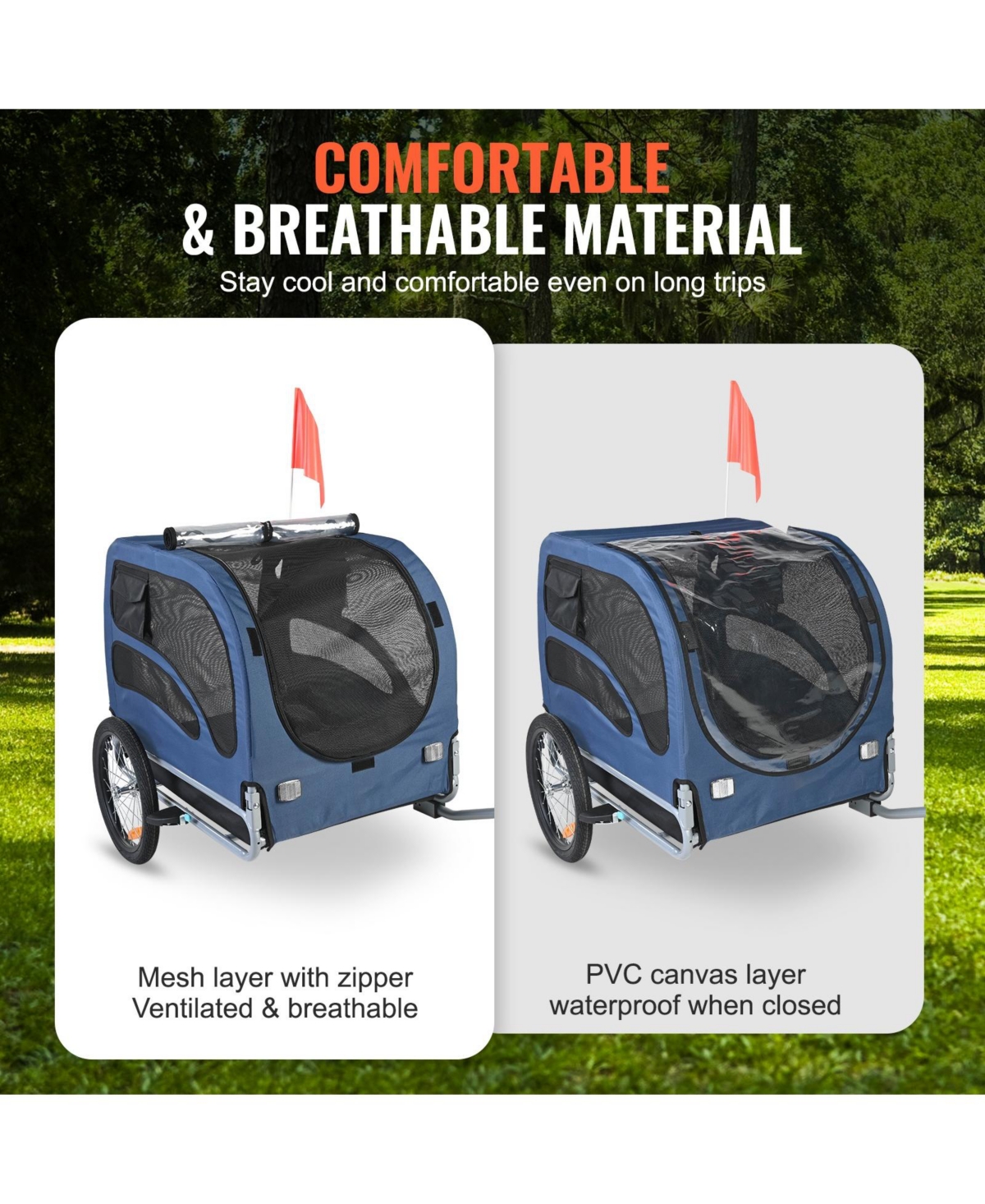 Cozito Dog Bike Trailer, 100 lb Capacity Folding Pet Bicycle Carrier with Quick Release Wheels