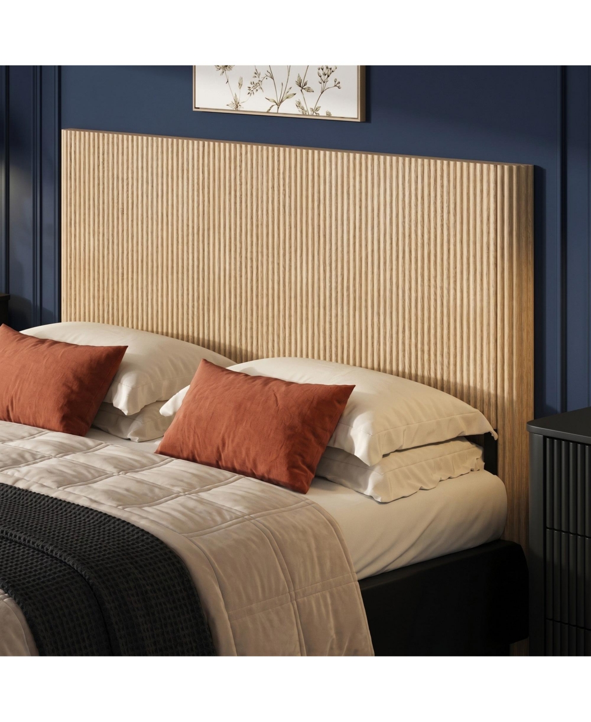 Sailvan Modern Wooden Queen Headboard with Arched Corrugated Design