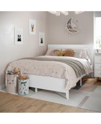 Platform Bed Frame with Chevron Headboard and Footboard and Wood Slat Foundation