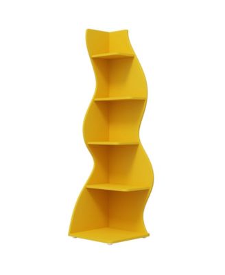 Modern Corner Bookcase with 5 Tier Open Storage Shelves
