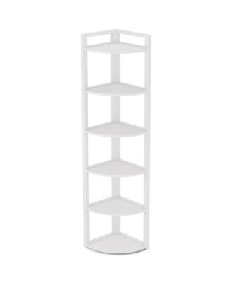 Modern 6 Tier Corner Bookcase with Open Display Shelves