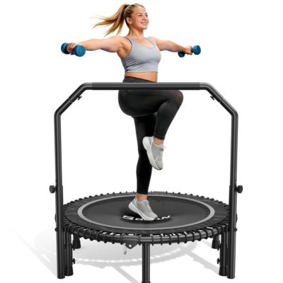 BT2 Mini Rebounder Trampoline with Handle, Bungee Fitness, Adjustable and Quiet