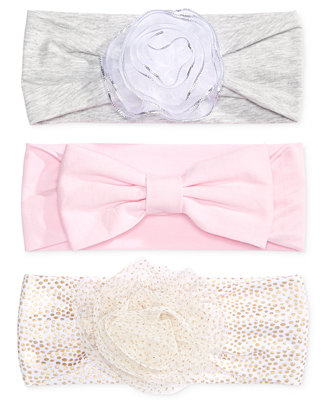 First Impressions Baby Girls 3-Pk NEED UPDATE Faux-Fur & Bows Headbands 