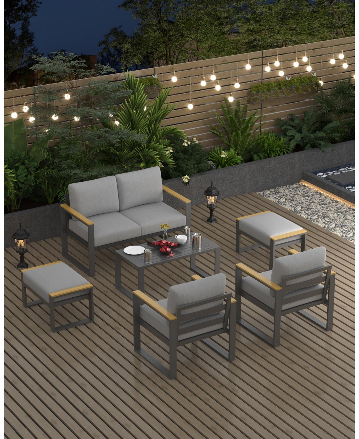 gaomon All-Weather Indoor/ Outdoor Loveseat Sofa Set for Balcony, Garden, Deck, Living Room with Coffee Table