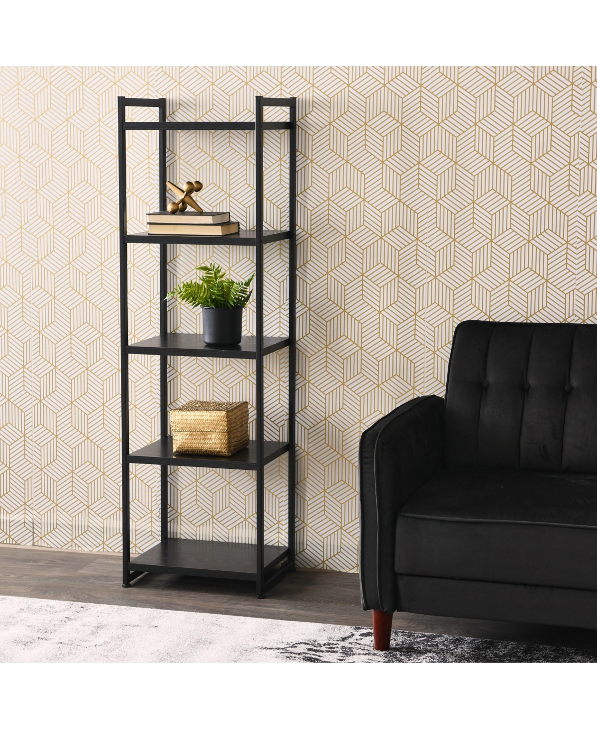 Household Essentials Jamestown 5 Shelf Open Storage Bookshelf