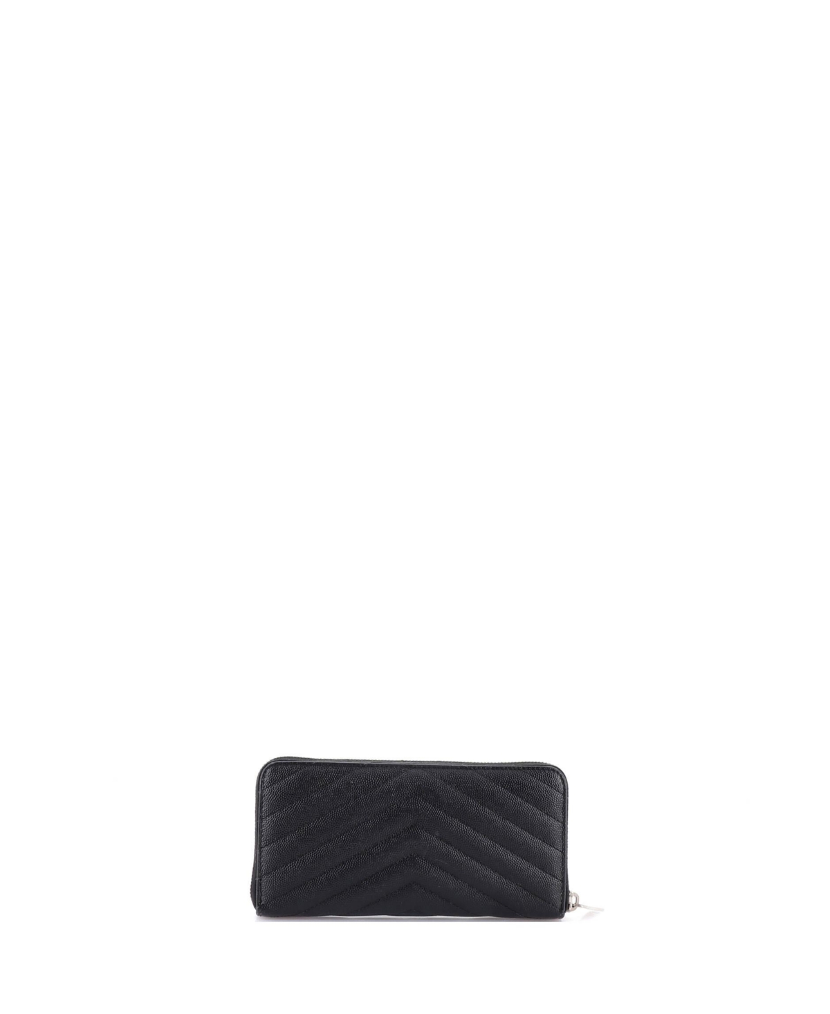 Pre-Owned Saint Laurent Classic Monogram Zip Around Wallet Matelasse Chevron Leather