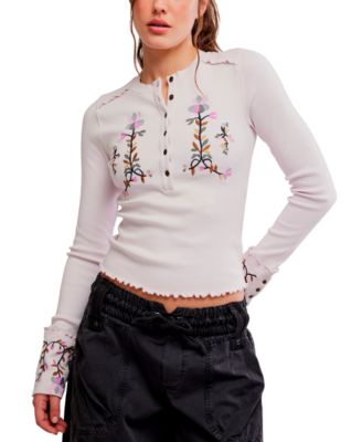 Women's Embroidered Crewneck Top