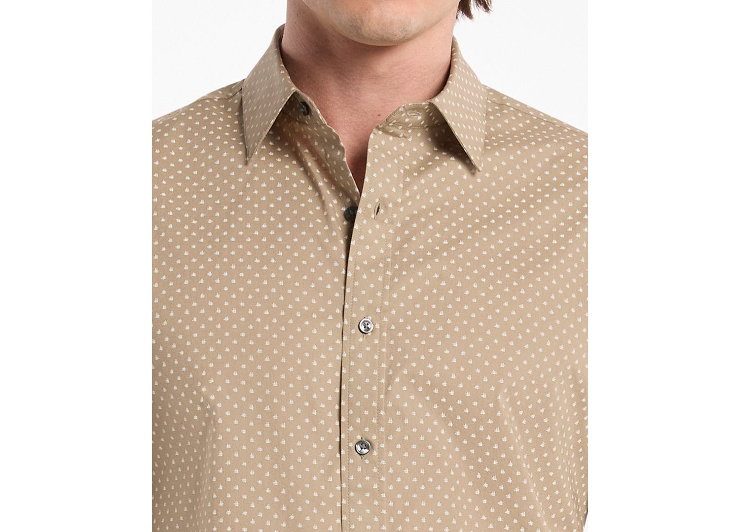 Men's Polka Dot Cotton Long-Sleeve Shirt