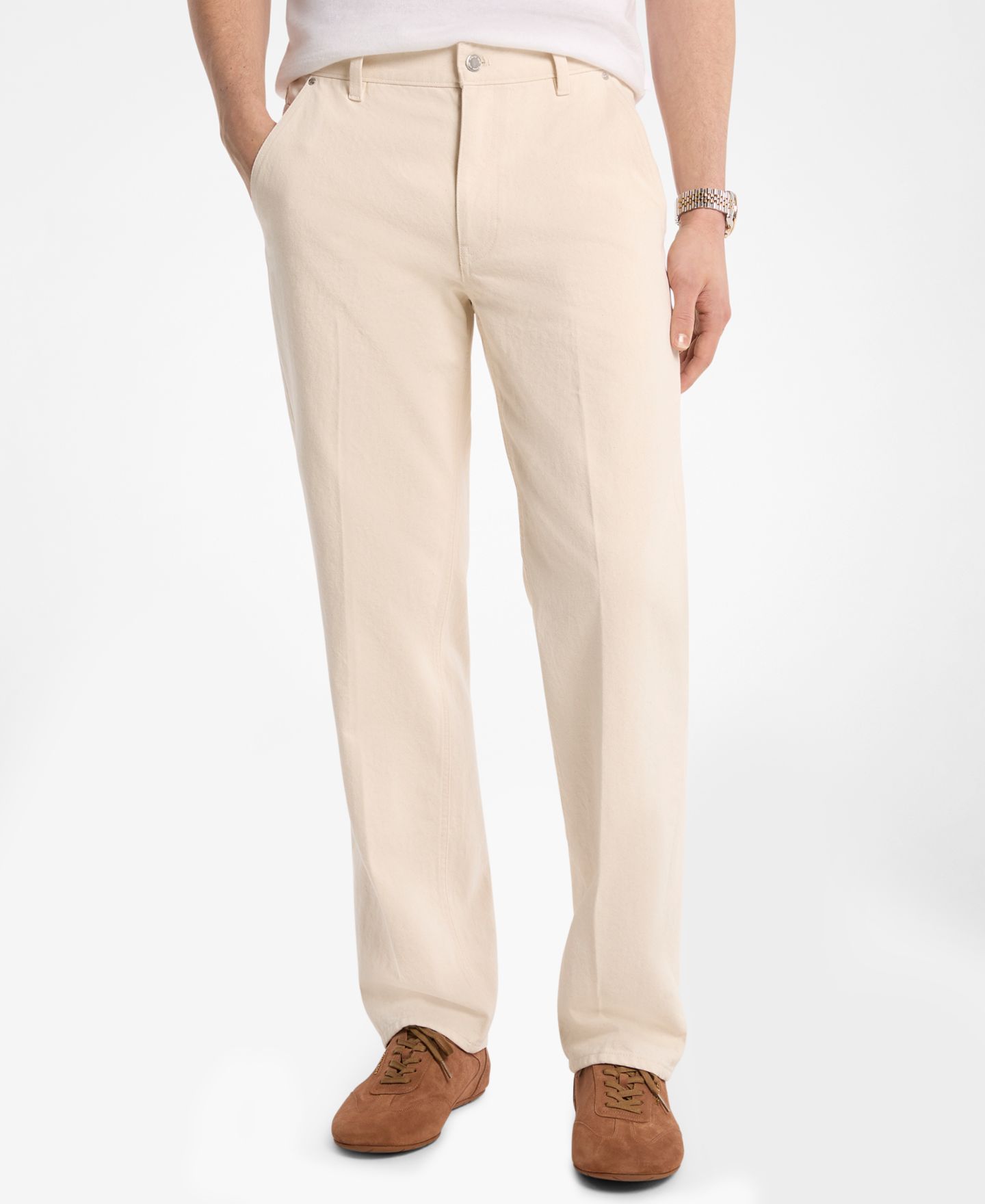 Мужские джинсы Michael Kors Denim Straight-Fit, цвет: Экрю — фото 1