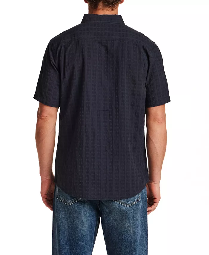 Men's Rectangular Texture Button-Down Short-Sleeve Shirt - thumbnail 4