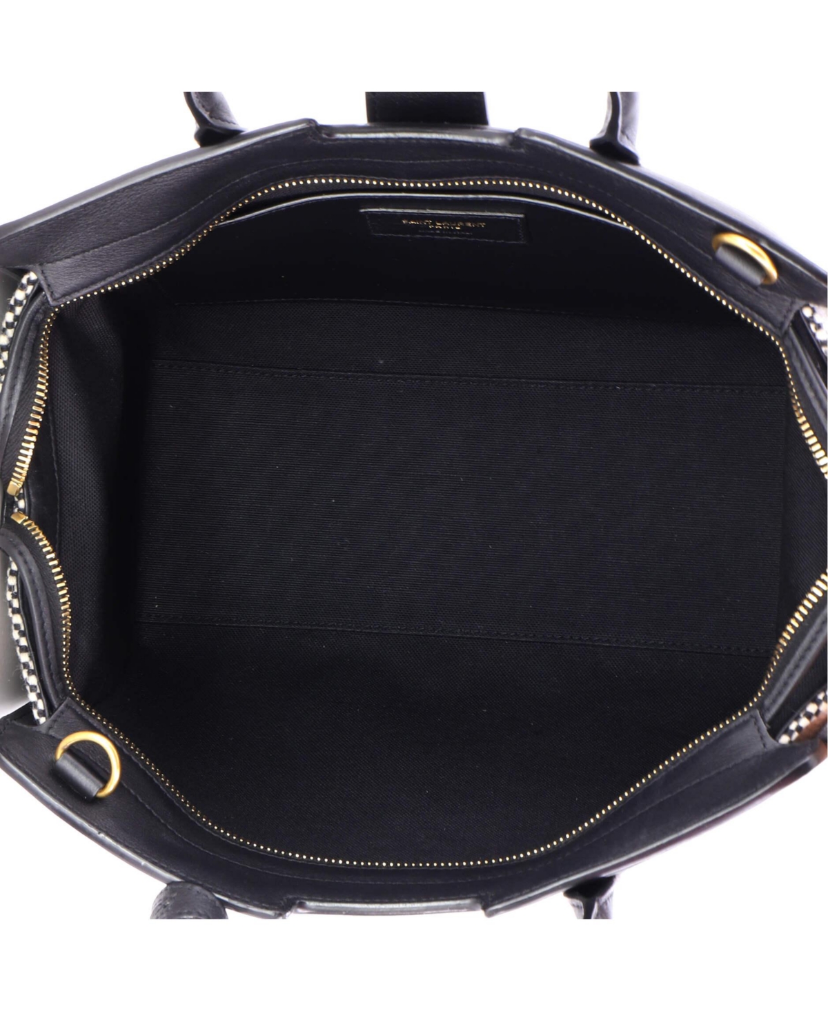 Pre-Owned Saint Laurent Baby Monogram Cabas Downtown Tweed and Leather