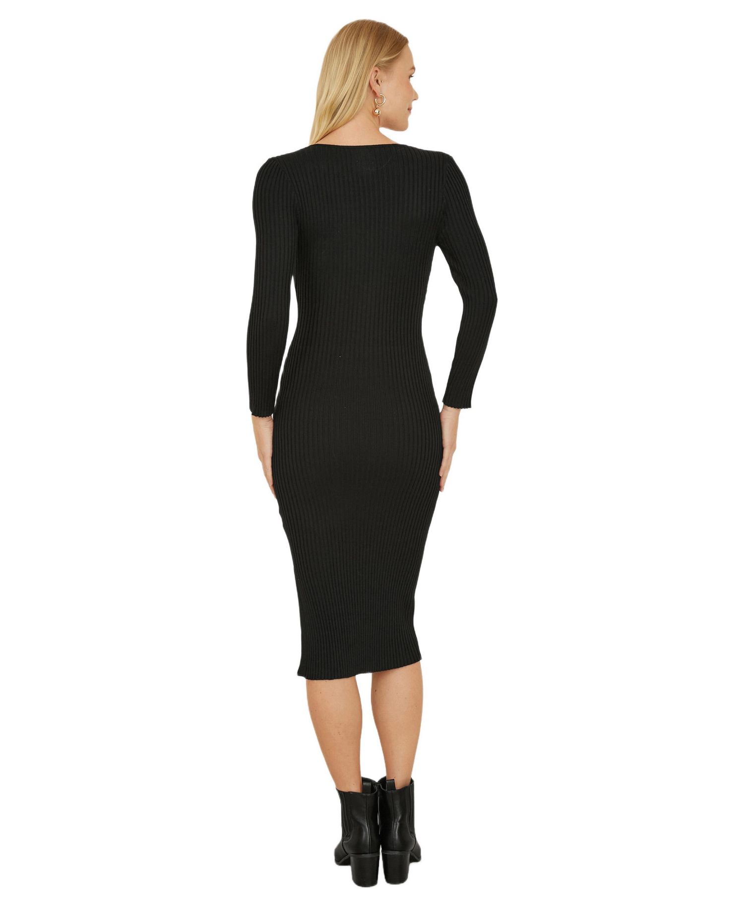 Women's Side Split Fitted Knit Midi Dress