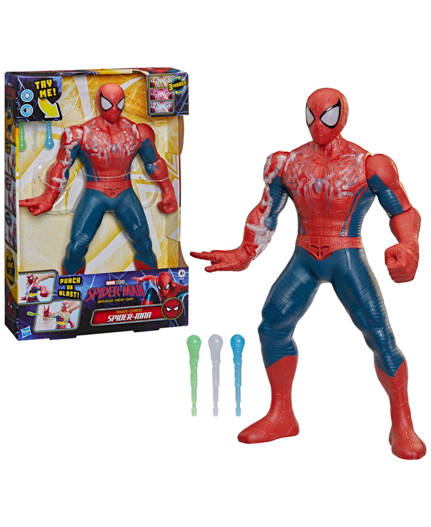 Детская фигурка Spider-Man Power-Charge Interactive with LED Lights 14.5" Action Figure, Ages 4+ — фото 3