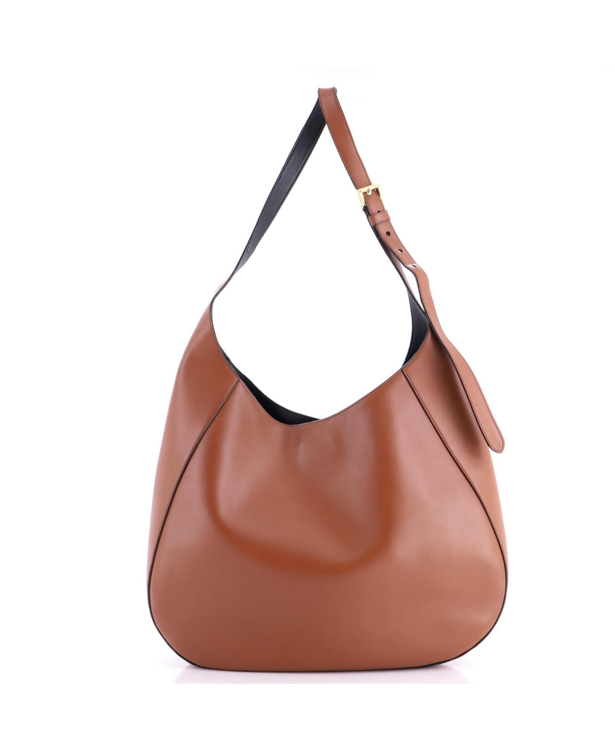 Pre-Owned Prada Large Triangle Logo Curved Hobo City Calf