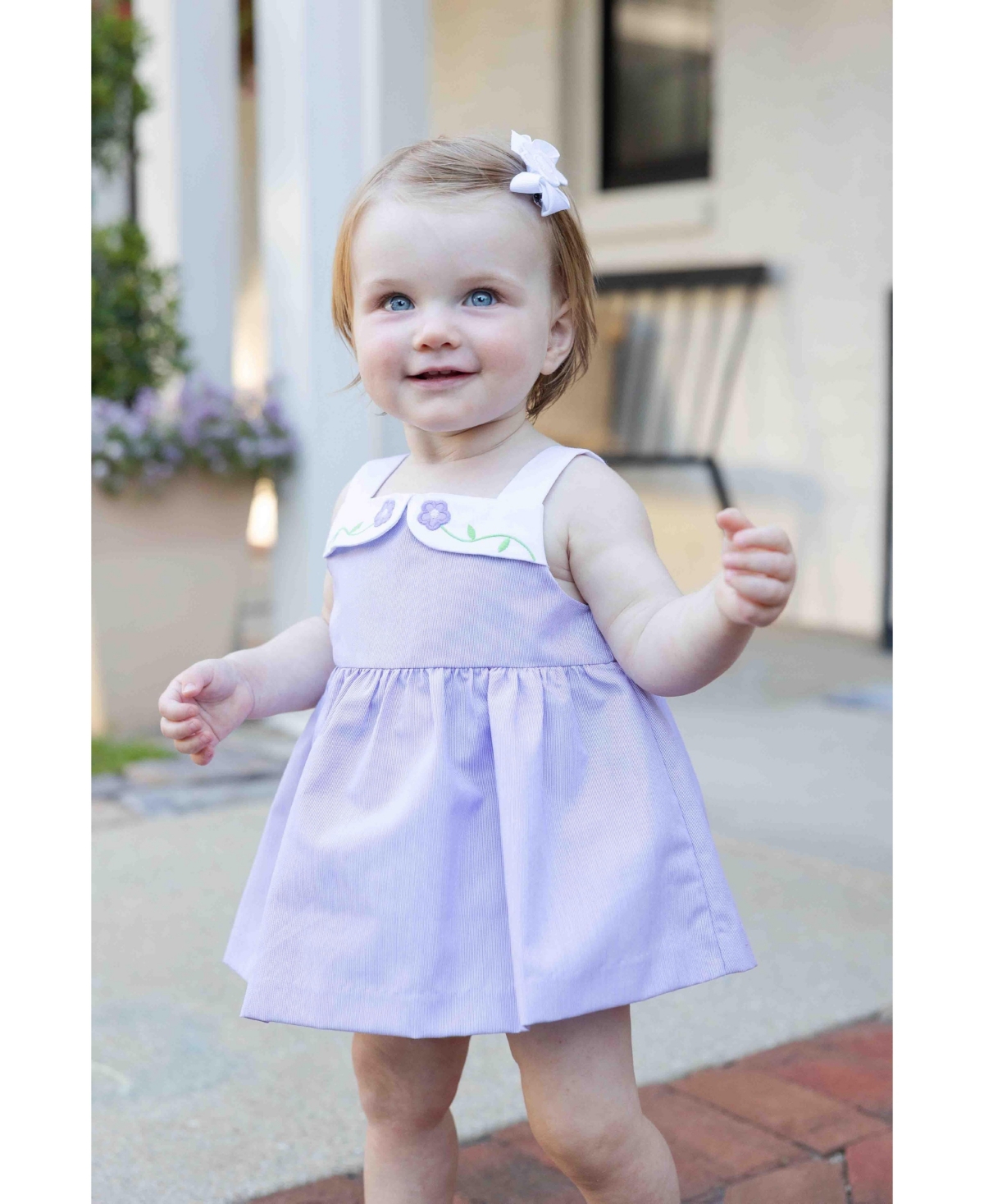 Florence Eiseman Baby Girl Pincord Romper with Flowers