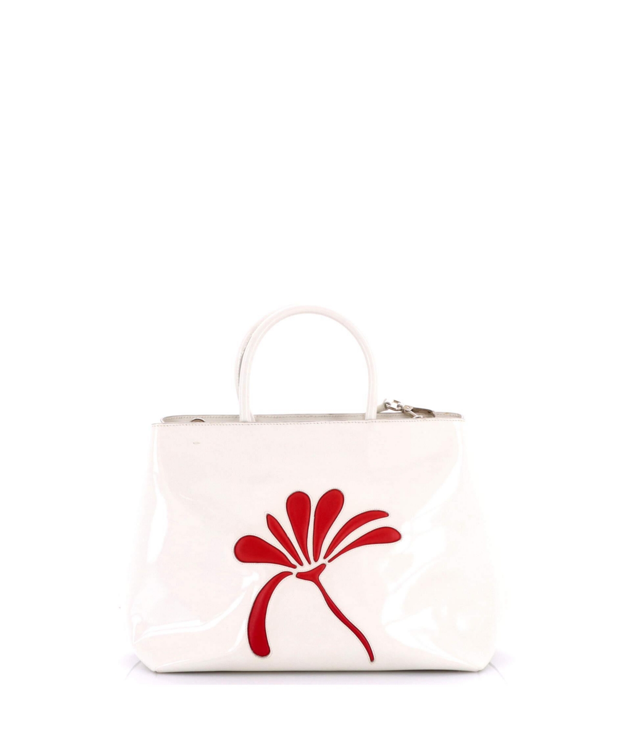 Pre-Owned Prada Medium Flowers Convertible Open Tote Spazzolato Leather