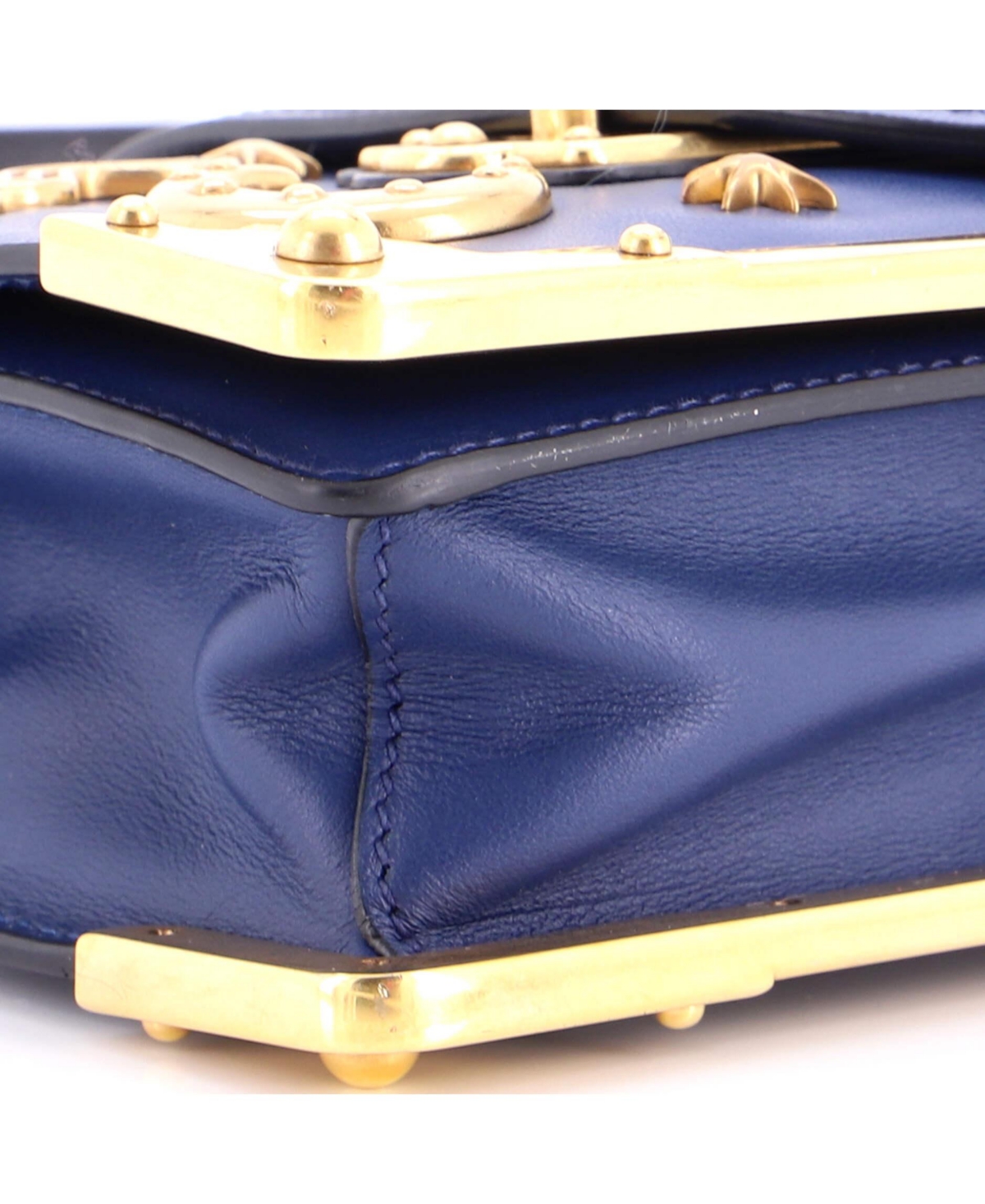 Pre-Owned Prada Small Cahier Crossbody Bag Embellished Leather