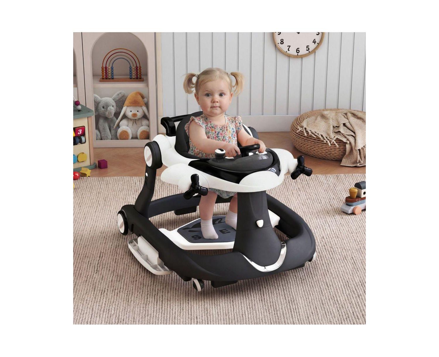 Convertible Baby Activity Walker with Adjustable Height, Foldable Design and Interactive Play Features