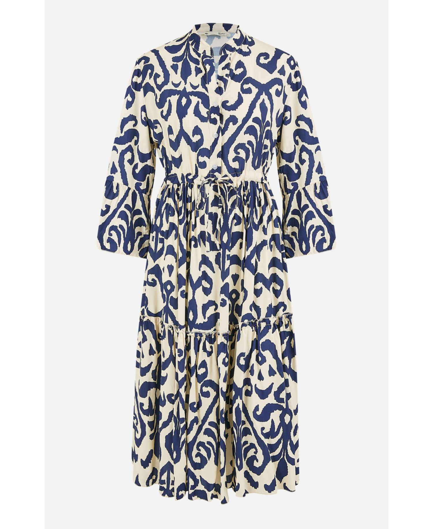 Women's 3/4 Sleeve Block Print Kaftan Dress