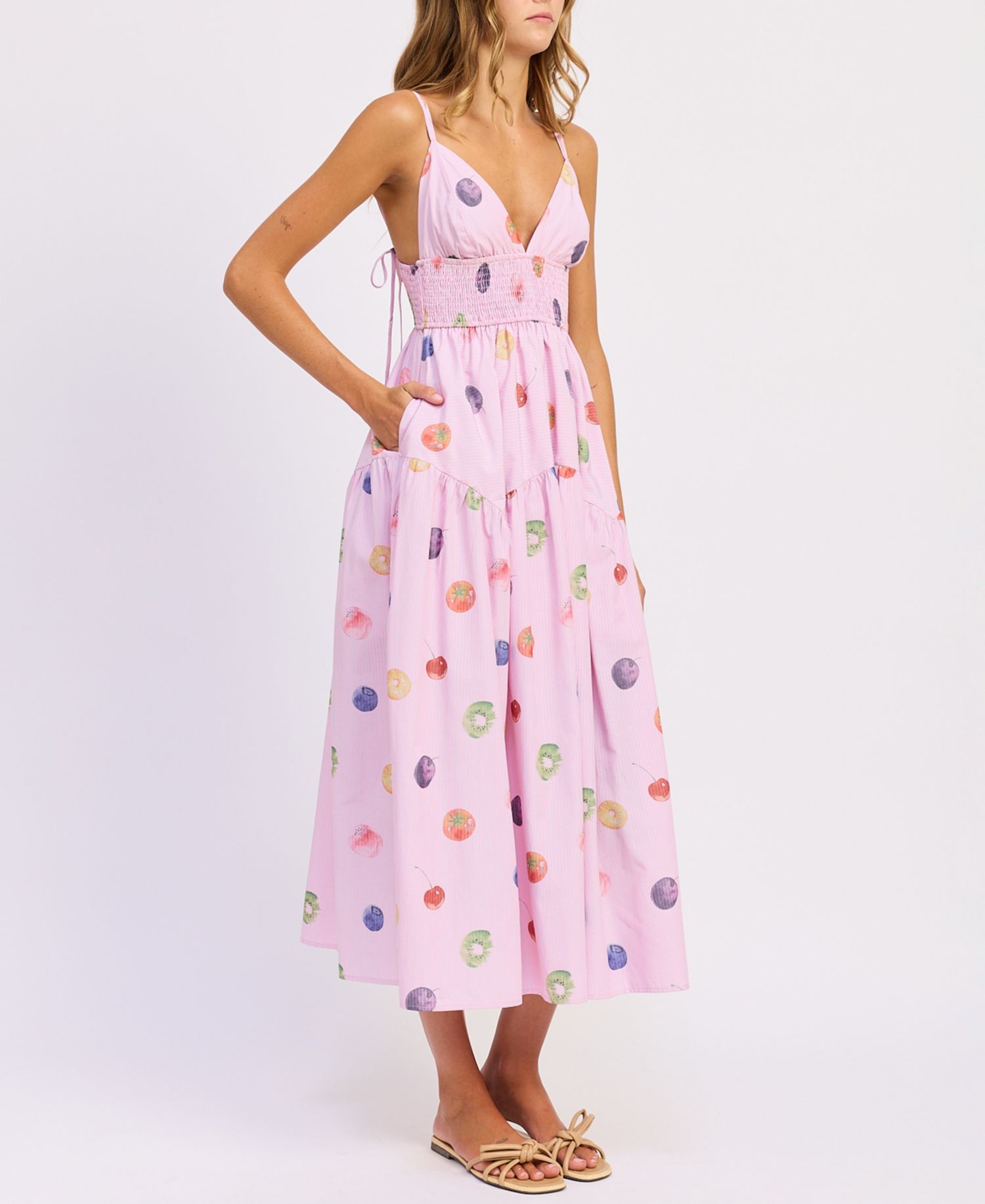 Women's V-Neck Fruit Medley Dress