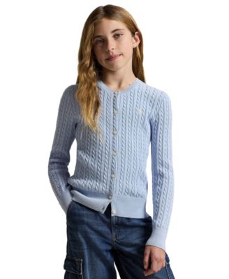 Girls' 7-16 Mini-Cable Cardigan