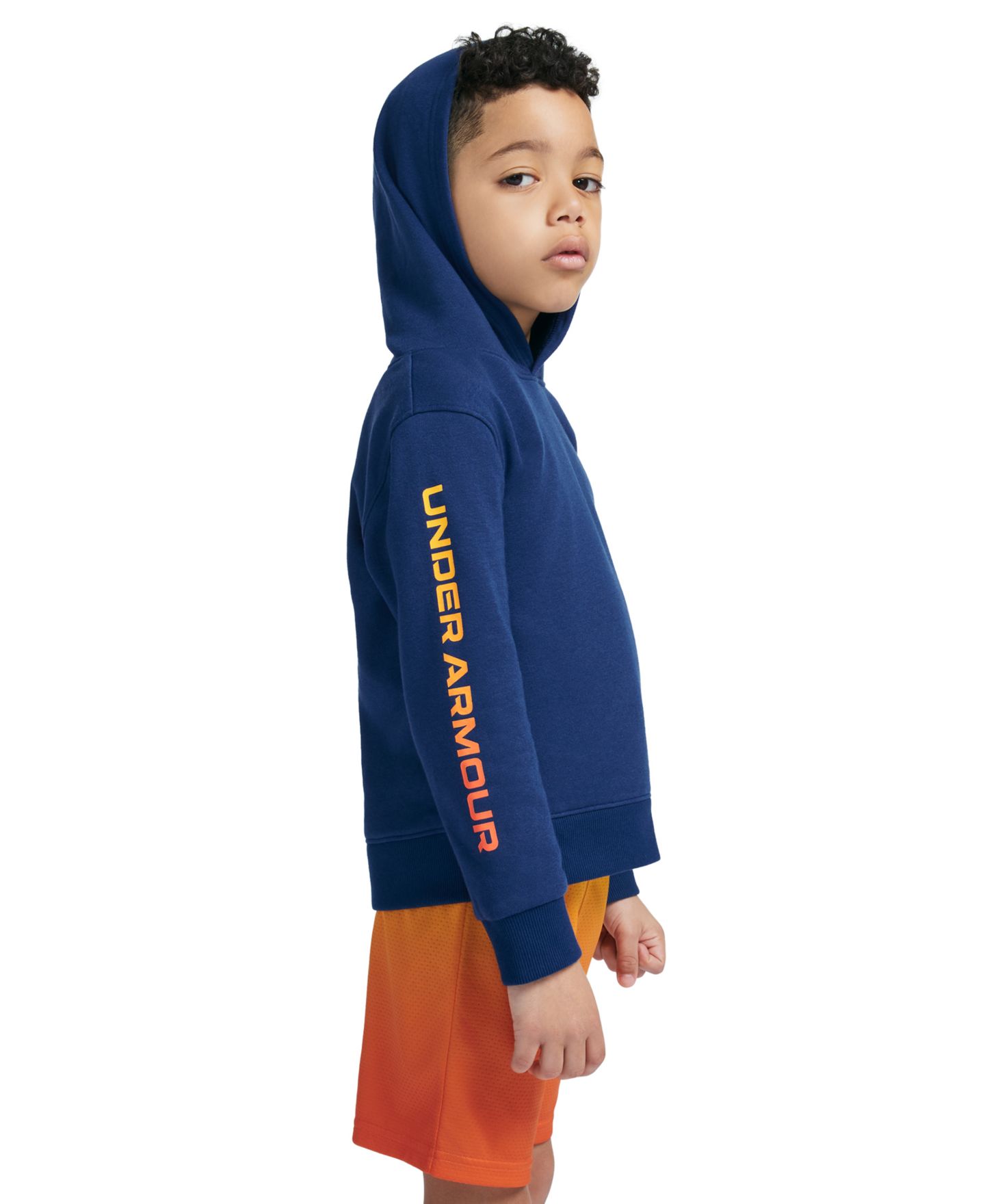 Детский комплект Under Armour: худи с длинным рукавом и шорты, 2-7 лет, 2 предмета, цвет: Тёмно-синий / Оранжевый — фото 5