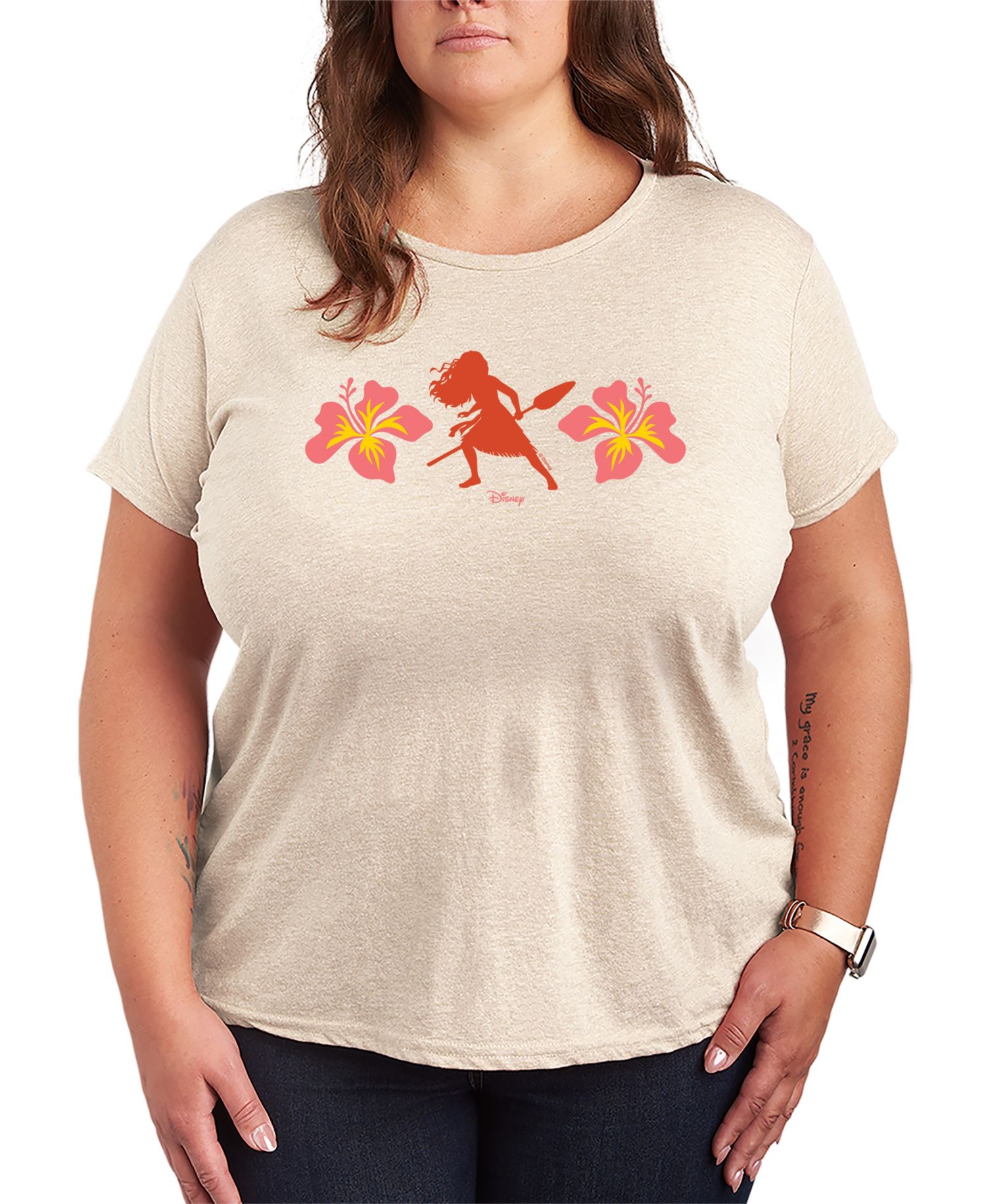 Plus Size Moana Floral Graphic T-Shirt