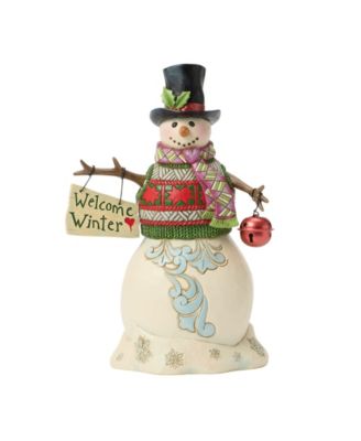 Heartwood Creek Snowman with Hanging Sign Figurine