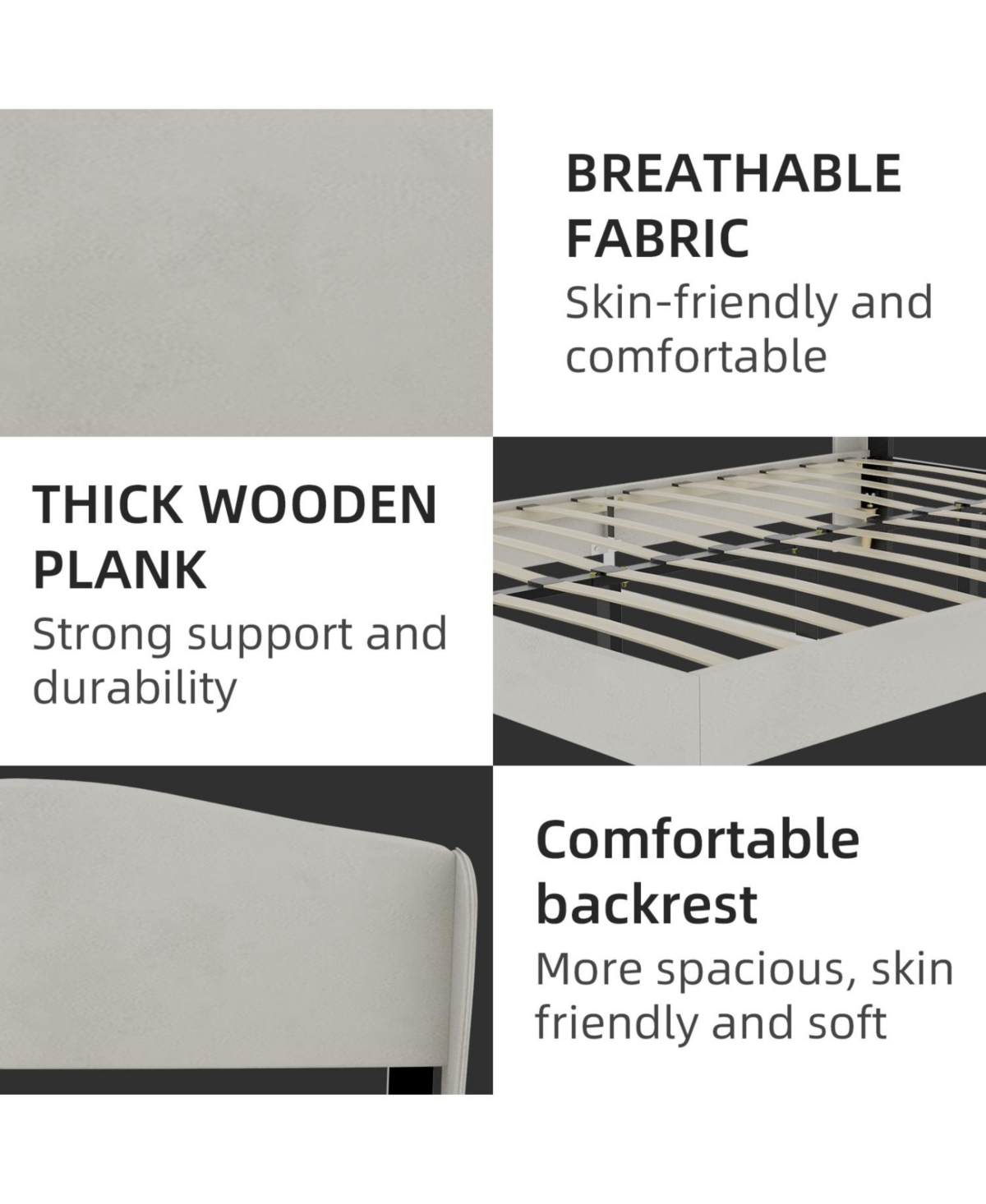 Rainsken Velvet upholstered bed Frame with Headboard, Sturdy and Durable, Wood Slats
