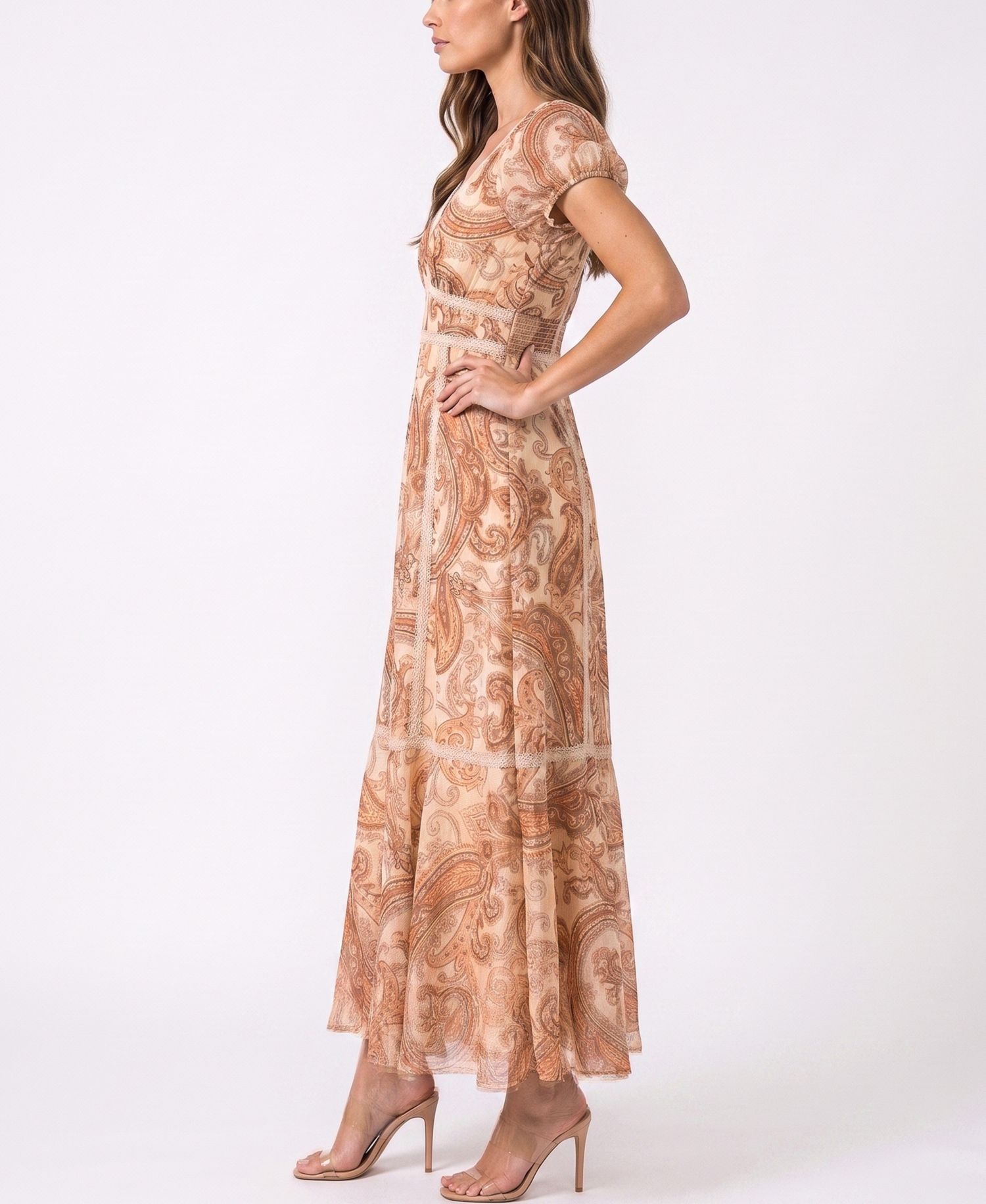 Women's V-Neck Paisley Fit & Flare Dress
