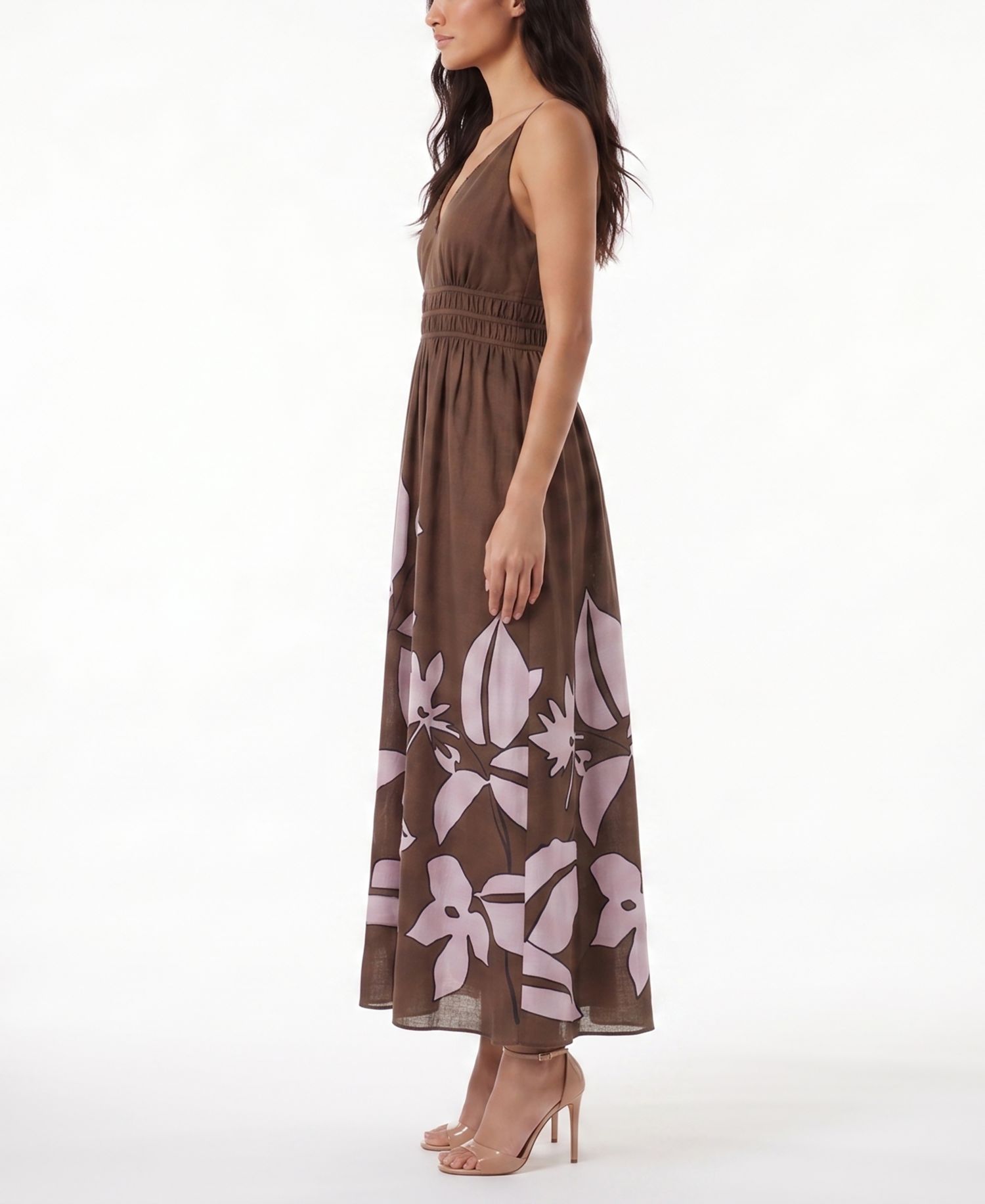 Women's Floral V-Neck Tiered A-Line Dress