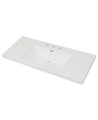 47 Inch Bathroom Vanity Top with Integrated Resin Sink, Overflow and 3 Faucet Holes for Modern Bathrooms
